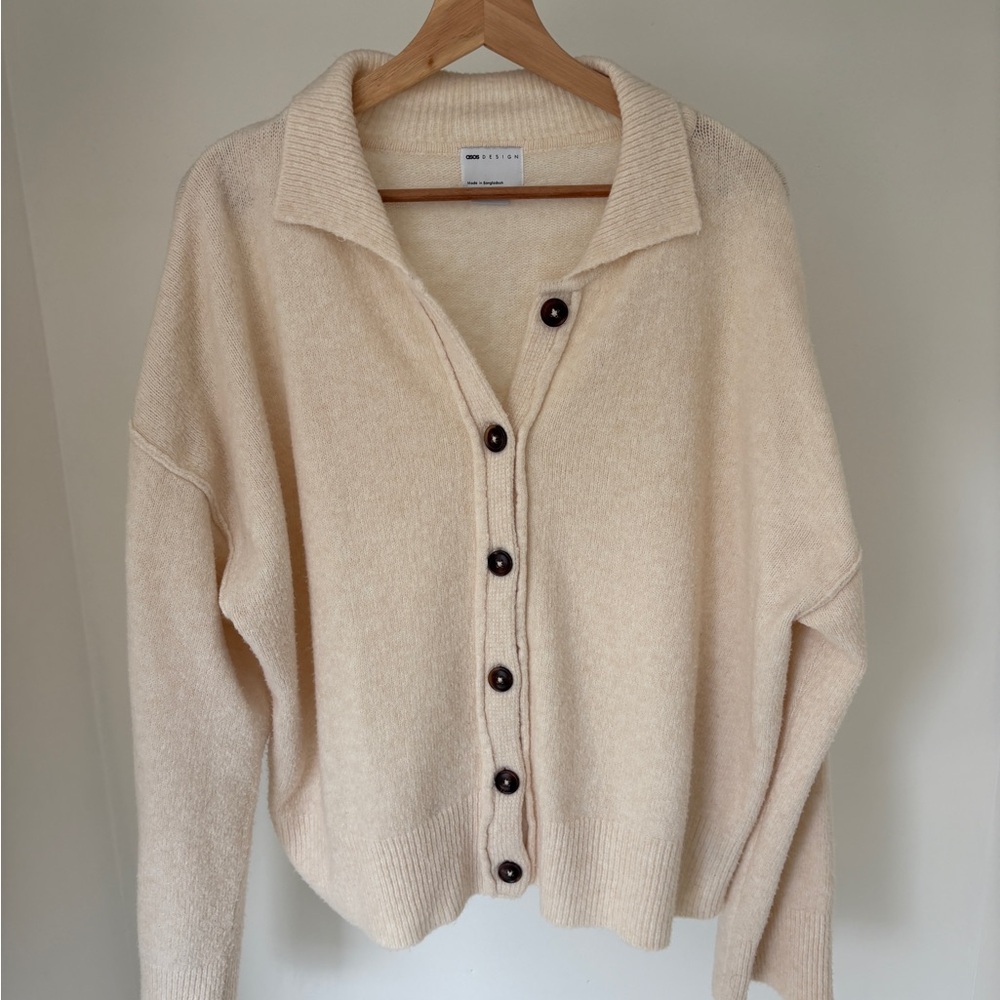 ASOS Small Cream Button-Up Cardigan - Picture 2 of 4